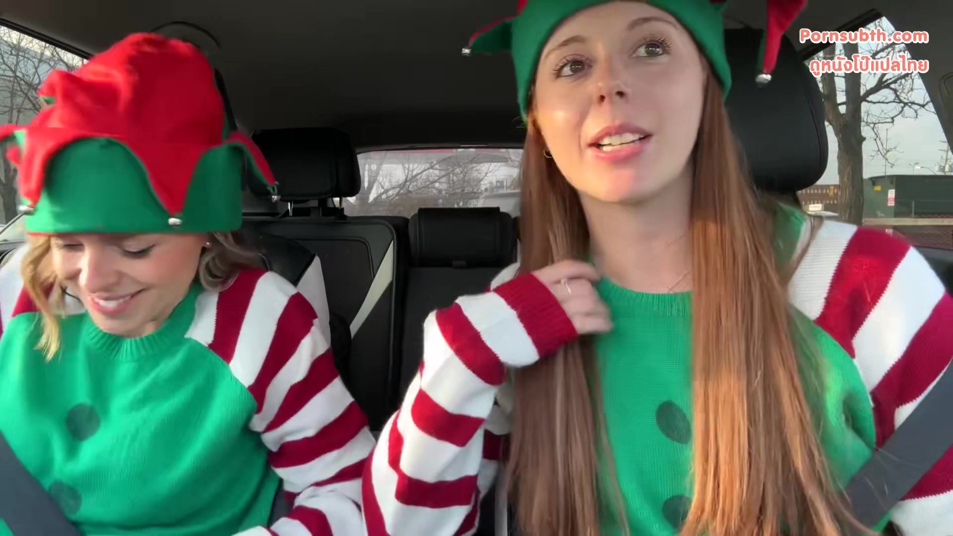 Serenity Cox - Nadia Foxx & Serenity Cox as Horny Elves Cumming in Drive thru with Remote Controlled Vibrators 4K